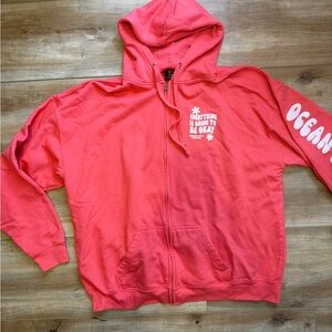 Coral Zip-Up Hoodie with Positive Message